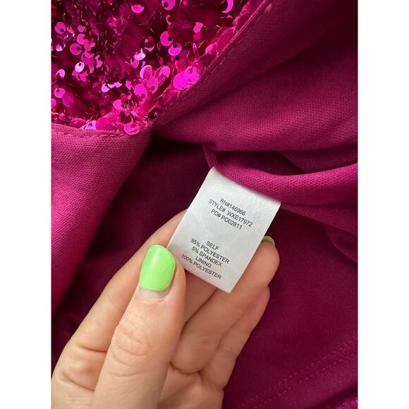 burgundy one-shoulder sequin dress, size S - Picture 5 of 6